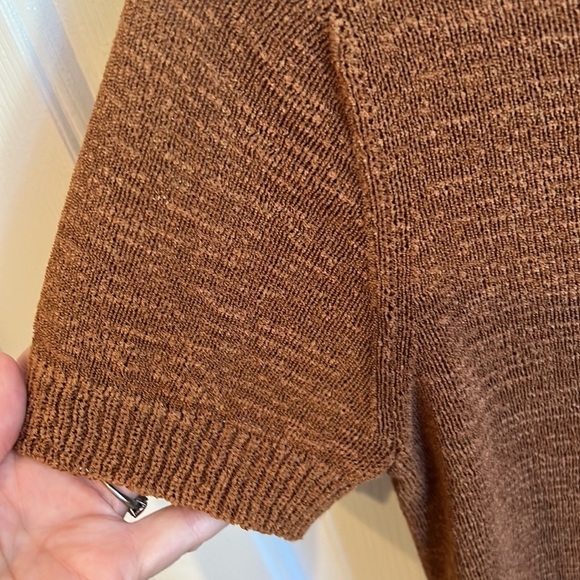 DKNY short sleeve woven scoop neck sweater women’s size S/M - Picture 6 of 11